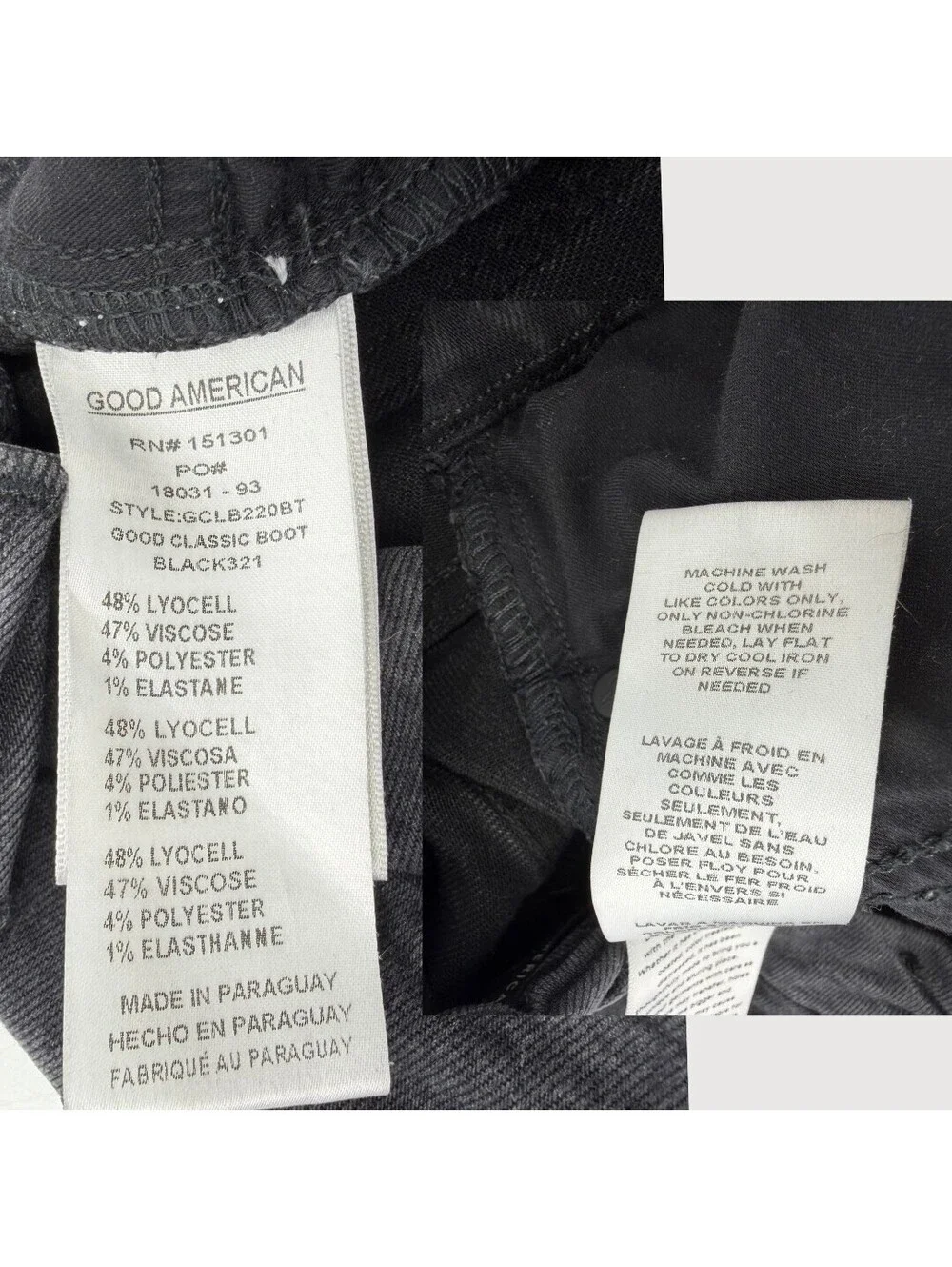 Good American Good Classic Boot Jeans Black 25